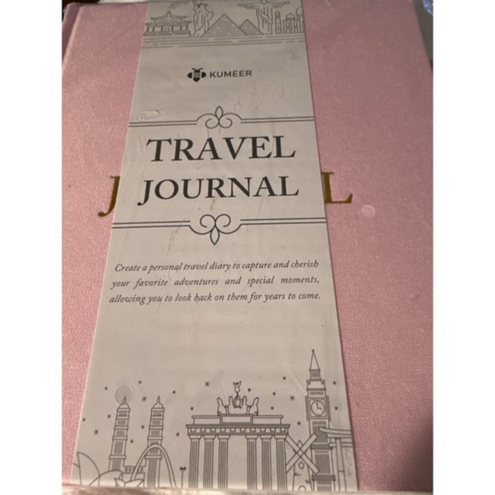Kumeer Travel Journal Pink Fabric Hardcover Gold Foil Lettering Diary NEW